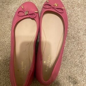 Kate Spade Pink Leather Bow Ballet Flats